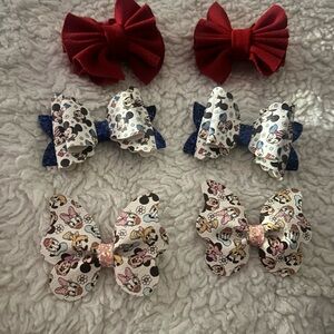 Kids Bow Hair Clips Set - Red, Blue, Multicolor